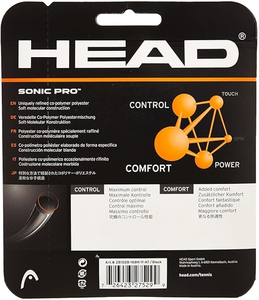 SET DE ENCORDADO HEAD SONIC PRO 16 BK